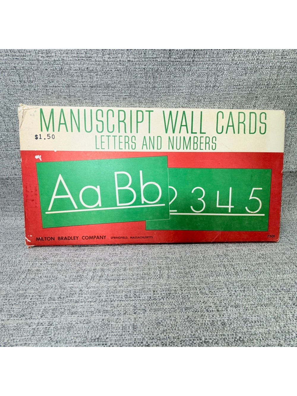 VTG 1962 Milton Bradley Manuscript Wall Cards Letters Numbers Classroom Set Home